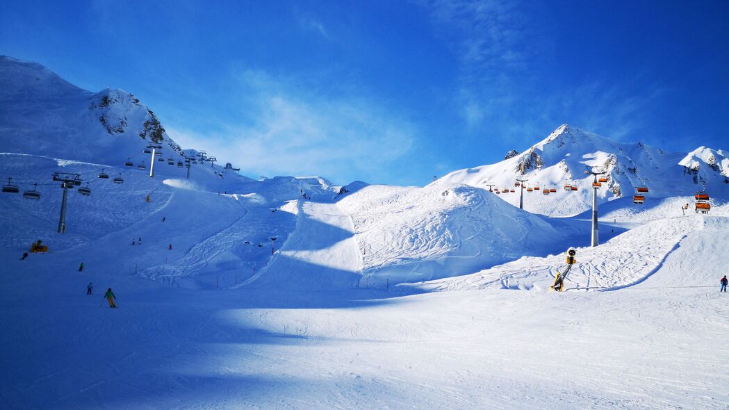 山脉 滑雪道 斜坡 滑雪 升降机 4k壁纸 3840x2160