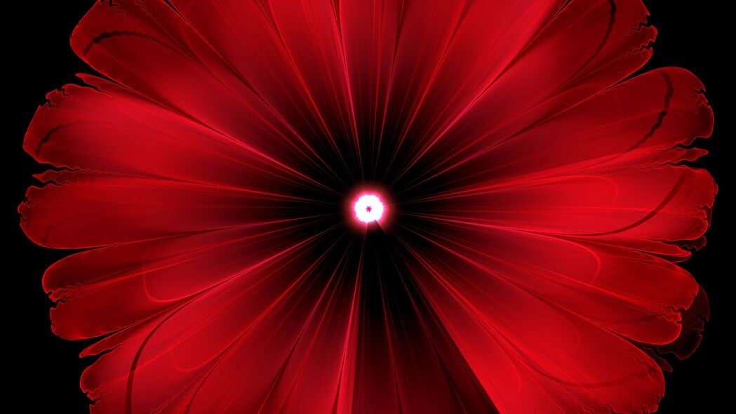 花朵 红色 发光 分形 数字 抽象 4k壁纸 3840x2160