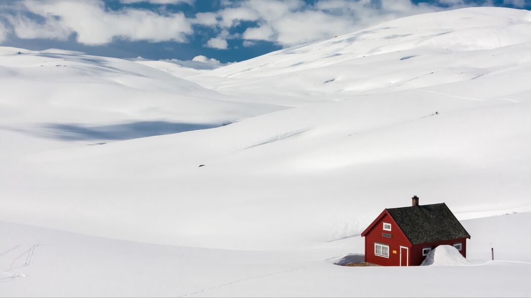 房子 风景 雪 冬天 漂移 孤独 舒适的 4k壁纸 3840x2160