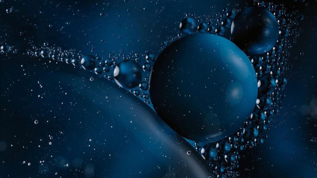 气泡 空气 液体 宏观 蓝色 深色 4k壁纸 3840x2160