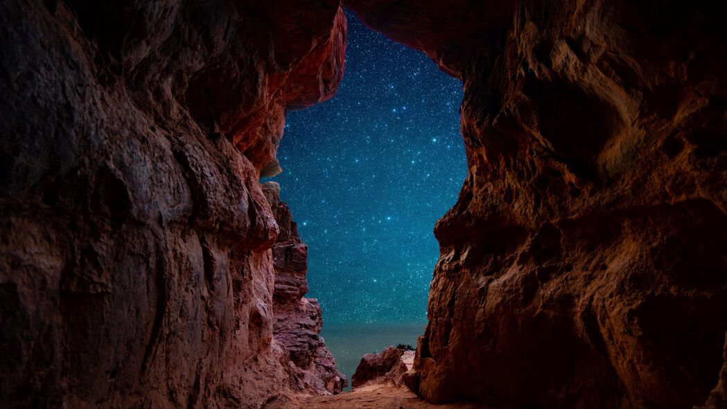 洞穴 星空 星星 岩石 沙漠 4k壁纸 3840x2160