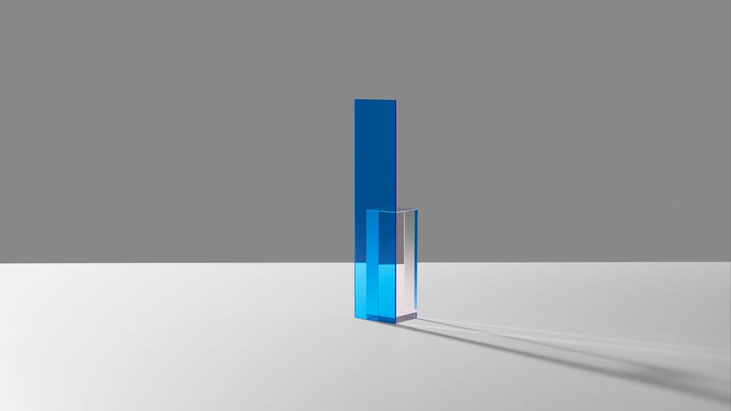 形状 玻璃 蓝色 极简主义 阴影 4k壁纸 3840x2160