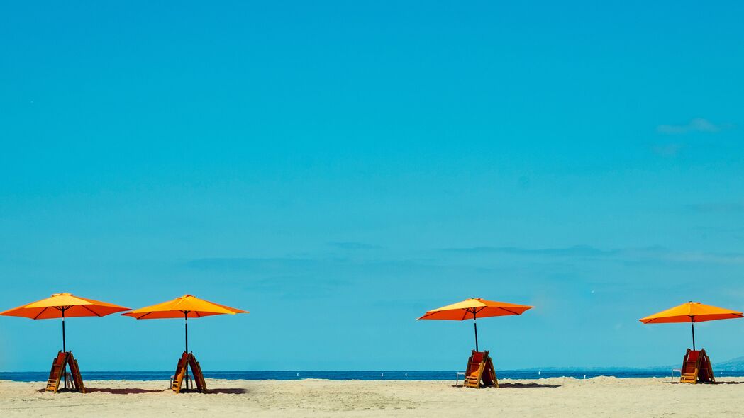躺椅 海滩 沙滩 大海 度假 4k壁纸 3840x2160