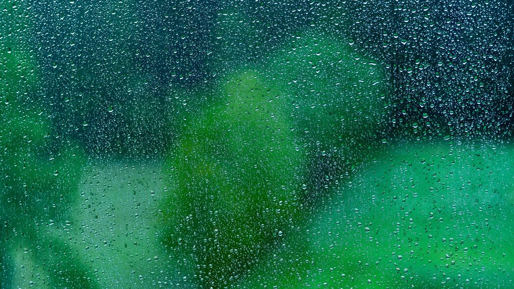 滴 玻璃 表面 潮湿 下雨 透明 绿色 4k壁纸 3840x2160