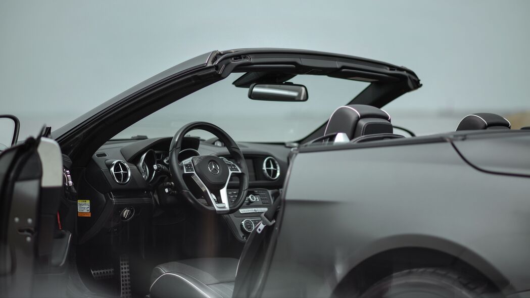 梅赛德斯-奔驰sl 350 梅赛德斯-奔驰 敞篷车 跑车 沙龙 内部 车轮 控制面板 4k壁纸 3840x2160