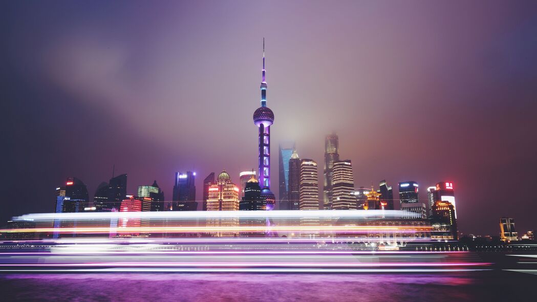 城市景观 建筑 灯光 夜晚 长曝光 大都市 上海 4k壁纸 3840x2160