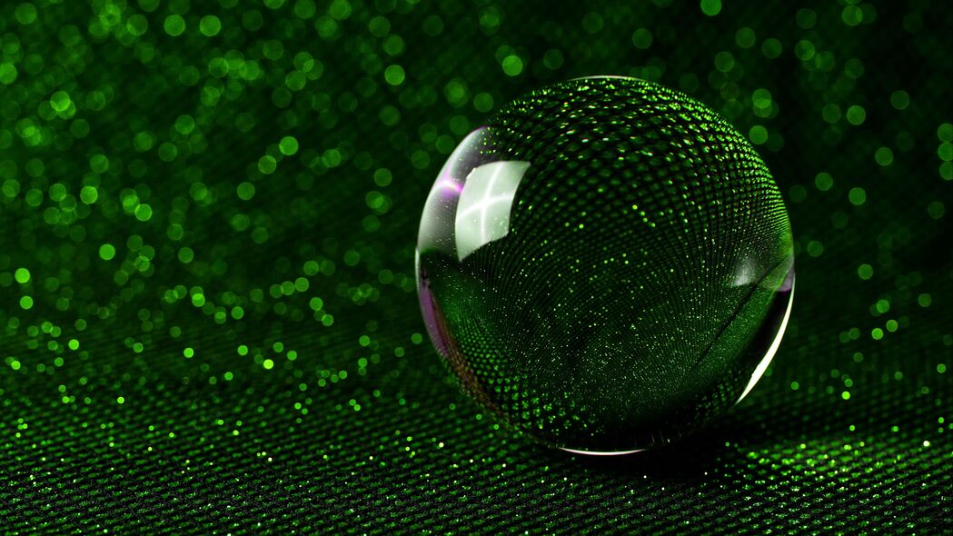 球 镜子 绿色 闪光 散焦 反射 4k壁纸 3840x2160