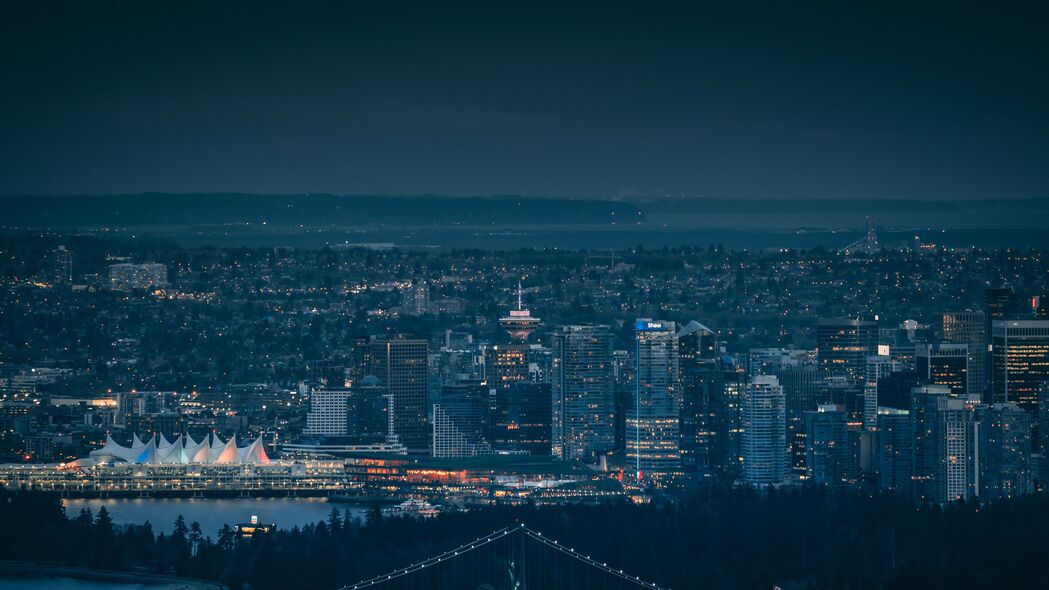大都市 夜晚 城市景观 黑暗 城市灯光 温哥华 加拿大 4k壁纸 3840x2160