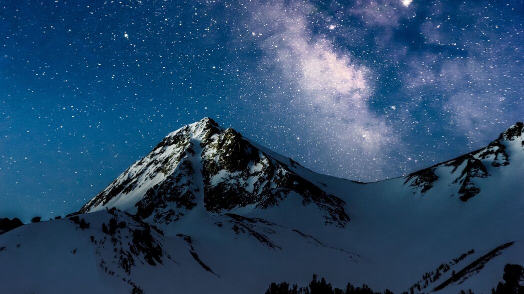 山脉 夜晚 星空 银河 雪地 4k壁纸 3840x2160