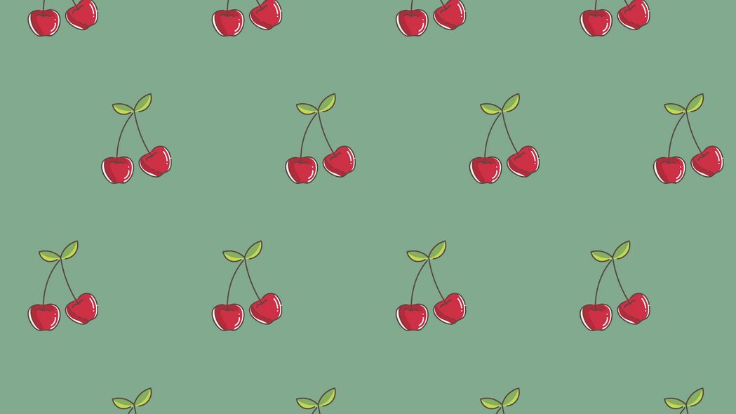 樱桃 图案 浆果 矢量 纹理 4k壁纸 3840x2160