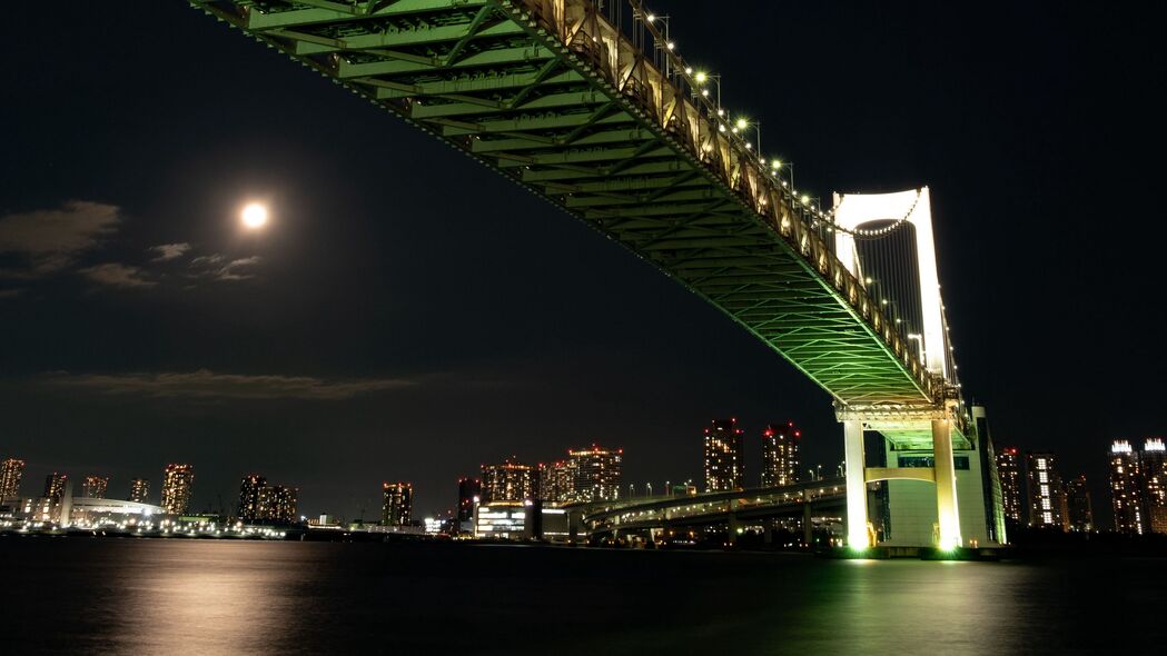 夜城 桥梁 城市灯光 照明 东京 4k壁纸 3840x2160