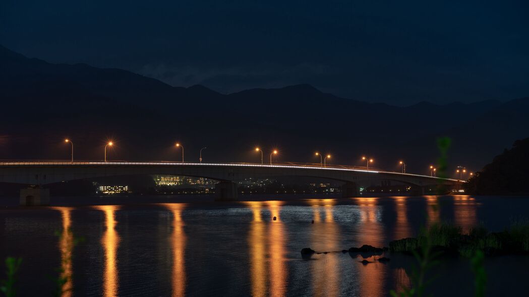 大桥 夜城 城市灯光 灯光 照明 4k壁纸 3840x2160