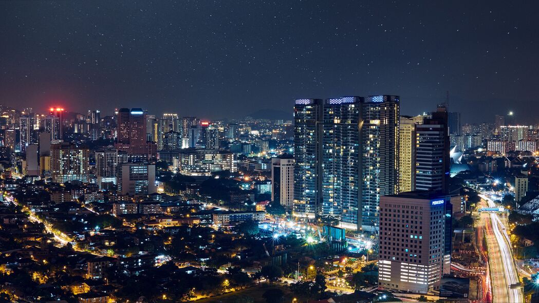 夜城 城市灯光 星空 吉隆坡 马来西亚 4k壁纸 3840x2160
