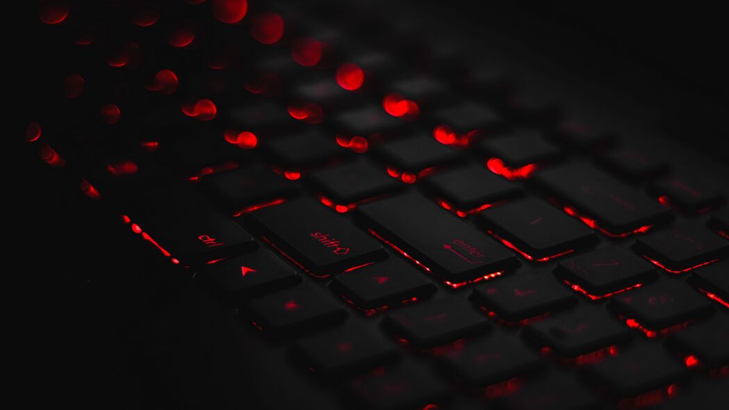 键盘 背光 红色 眩光 散焦 4k壁纸 3840x2160
