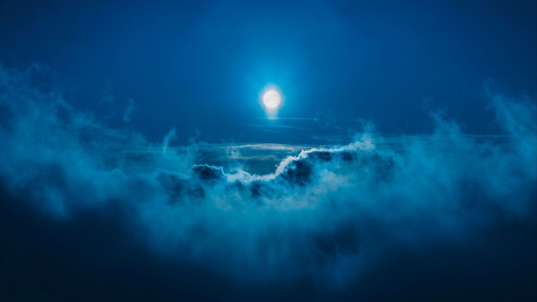 月亮 云 蓝色 光 天空 4k壁纸 3840x2160
