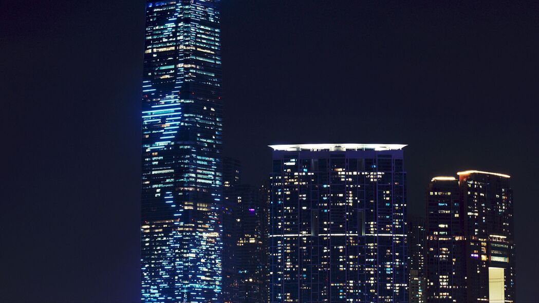 摩天大楼 夜城城市灯光 建筑 香港 4k壁纸 3840x2160