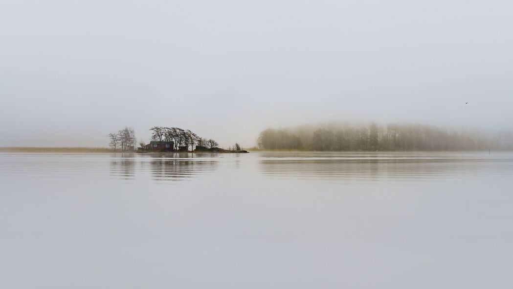 湖 雾 房子 沉默 树木 赫尔辛基 芬兰 4k壁纸 3840x2160