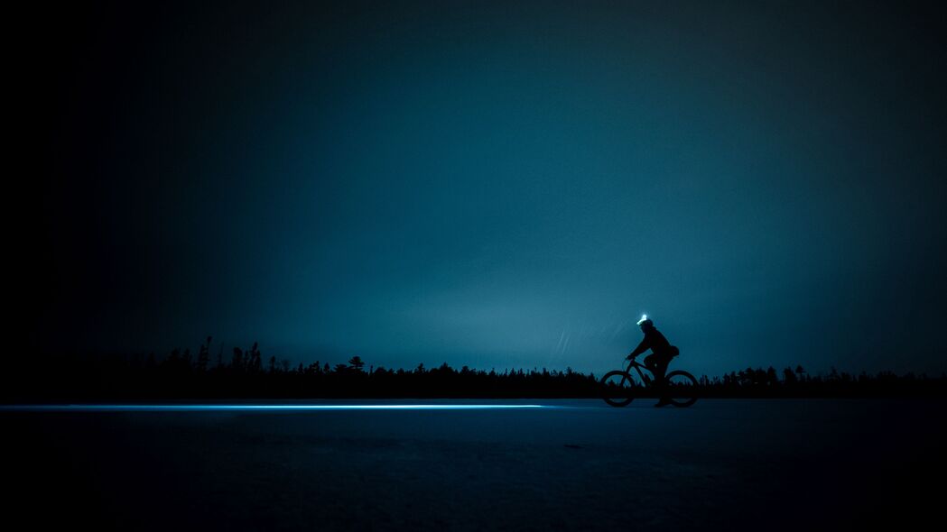 自行车 夜晚 自行车 剪影 光 地平线 4k壁纸 3840x2160