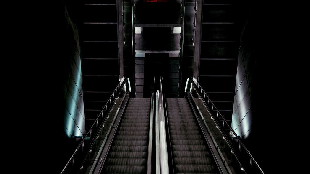 楼梯 自动扶梯 设计 房间 黑暗 灯光 4k壁纸 3840x2160