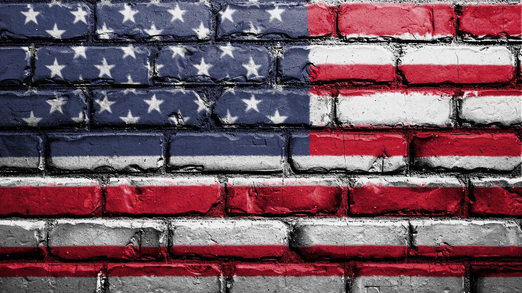 旗帜 美国 美国 象征 墙壁 砖 油漆 4k壁纸 3840x2160