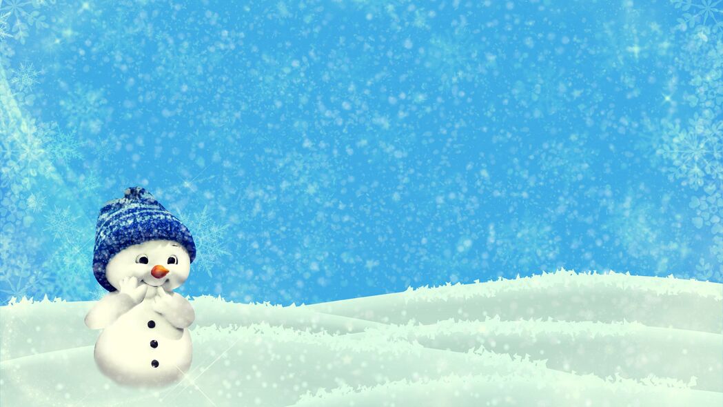雪人 冬天 圣诞节 新年 可爱 插图 4k壁纸 3840x2160