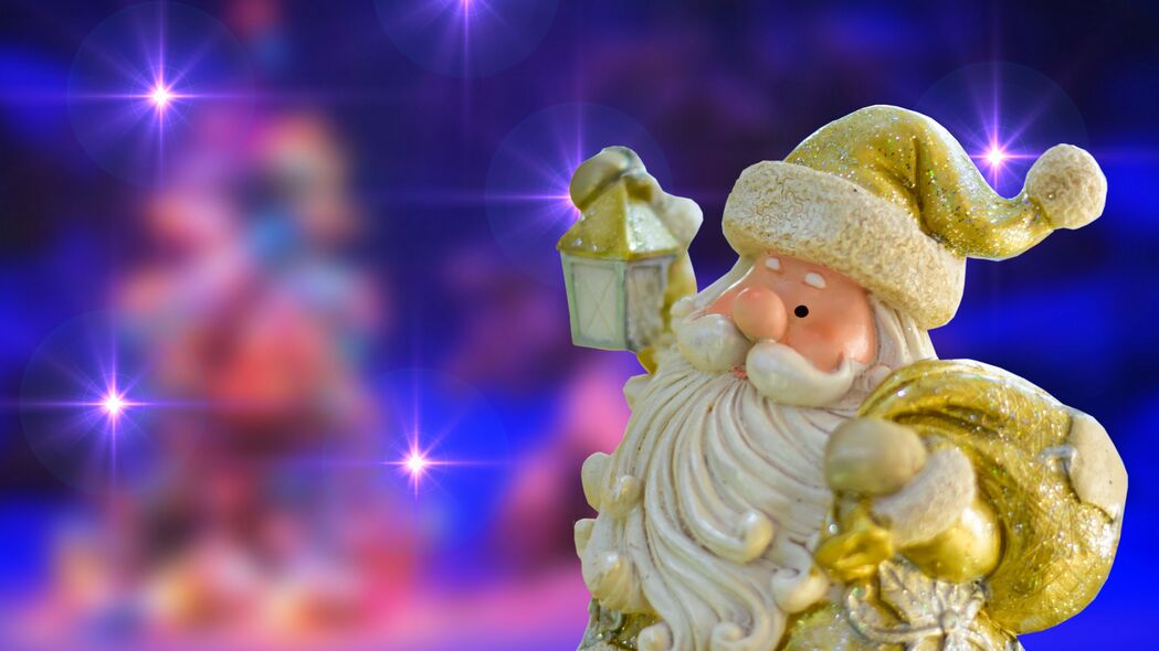 圣诞老人 小雕像 玩具 新年 圣诞节 光泽 4k壁纸 3840x2160