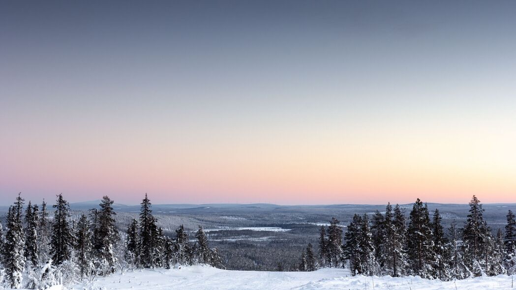 冬天 地平线 雪 天空 列维 芬兰 4k壁纸 3840x2160