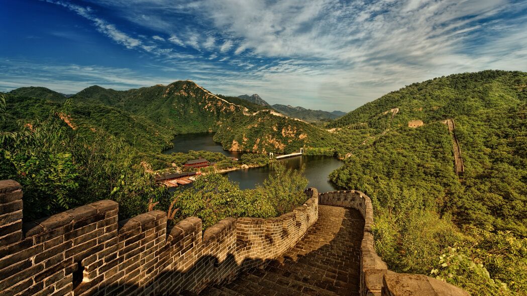中国长城 湖泊 山脉 风景 中国 4k壁纸 3840x2160