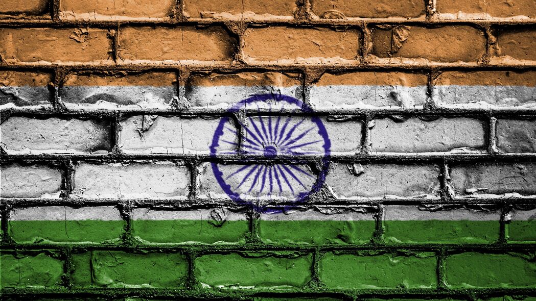 印度 旗帜 纹理 墙壁 砖 油漆 4k壁纸 3840x2160