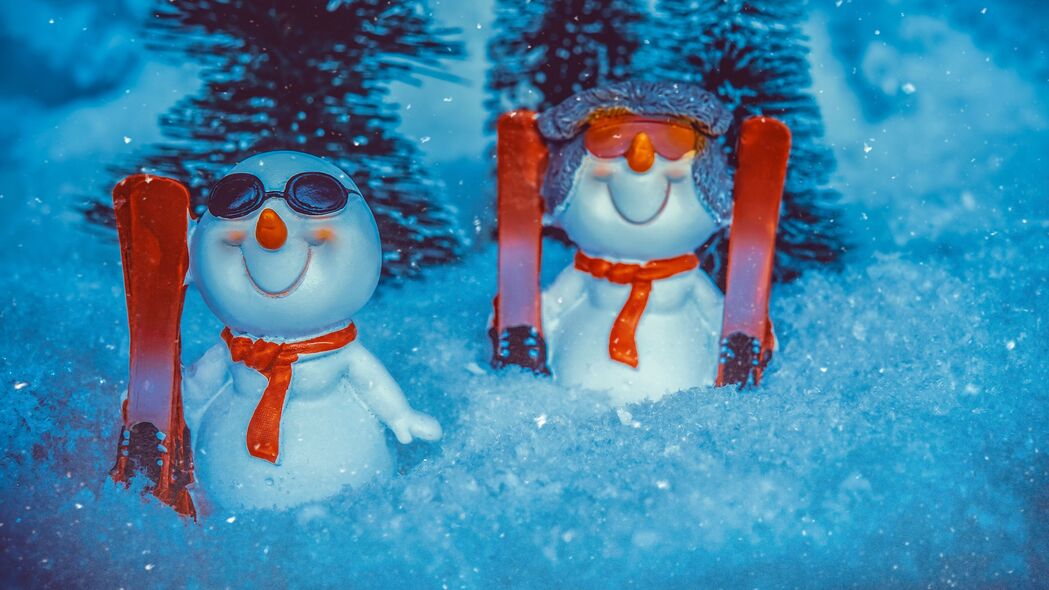 雪人 新年 圣诞节 雪 小雕像 玩具 4k壁纸 3840x2160