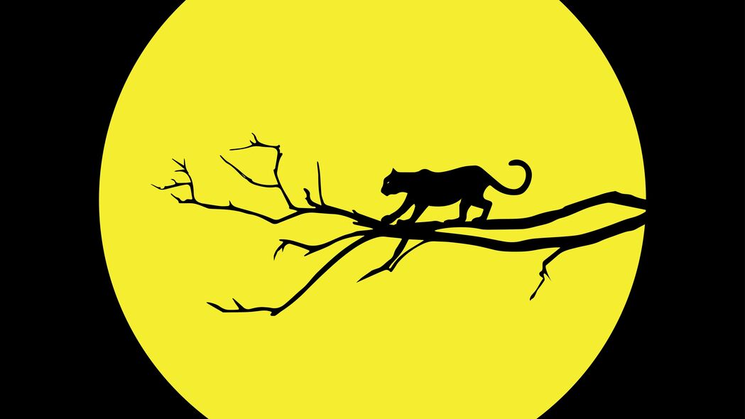 美洲狮 美洲虎 极简主义 矢量 黑色 黄色 4k壁纸 3840x2160