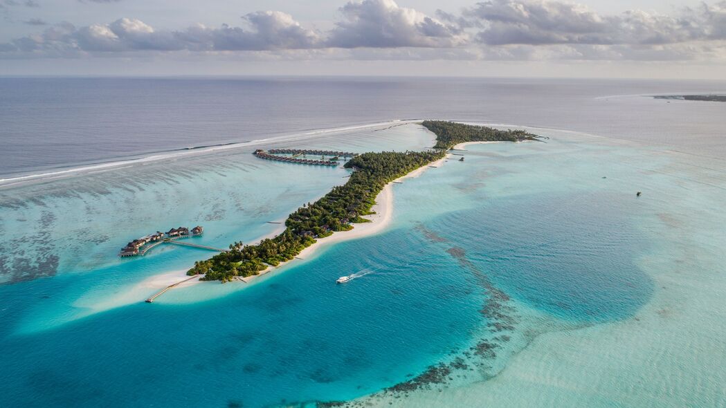 岛屿 海洋 鸟瞰图 天空 地平线 马尔代夫 4k壁纸 3840x2160