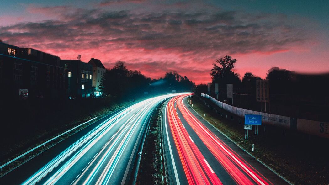 道路 交通 背光 转弯 城市 苏黎世 瑞士 明亮的 4k壁纸 3840x2160
