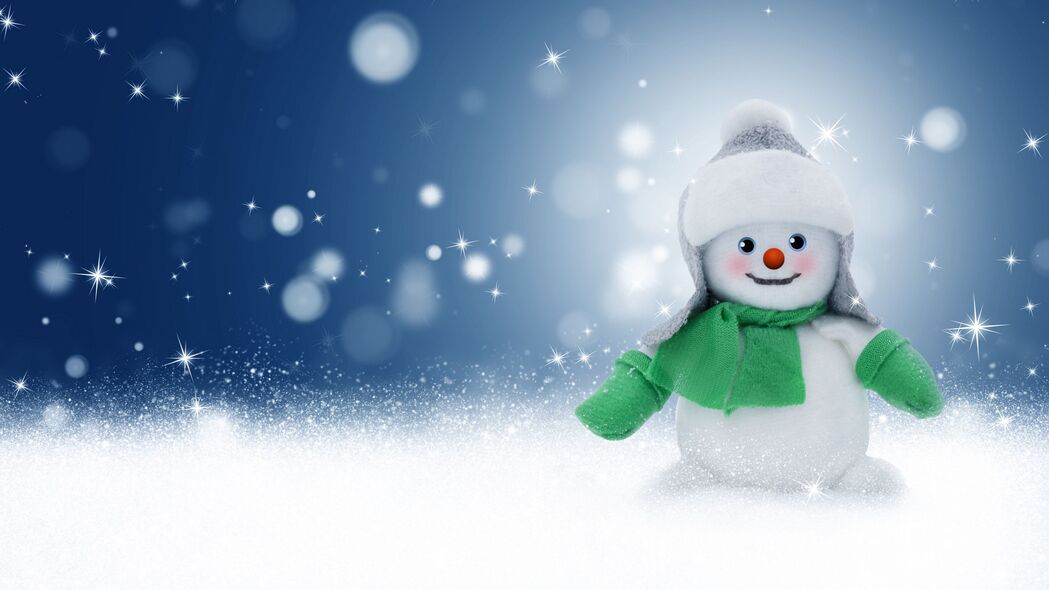 雪人 玩具 新年 圣诞节 眩光 散焦 4k壁纸 3840x2160