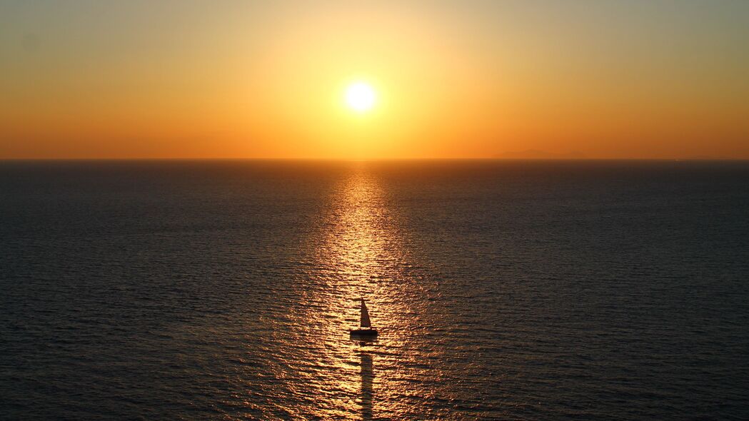 海 船 地平线 太阳 反射 船 4k壁纸 3840x2160