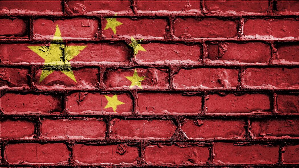 中国 旗帜 油漆 墙壁 纹理 象征 4k壁纸 3840x2160