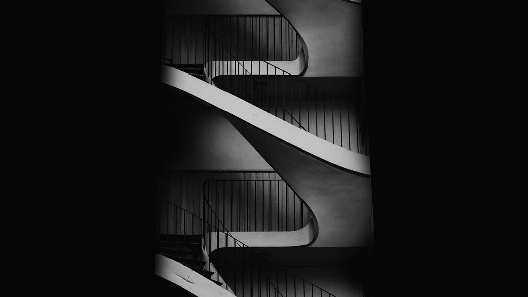 楼梯 bw 极简主义 深色 建筑 4k壁纸 3840x2160