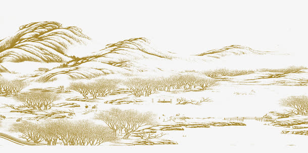 中国山水线描稿素材