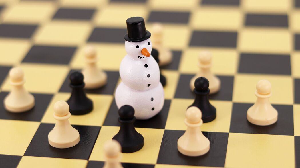 国际象棋 雪人 人物 棋子 棋盘 游戏 4k壁纸 3840x2160