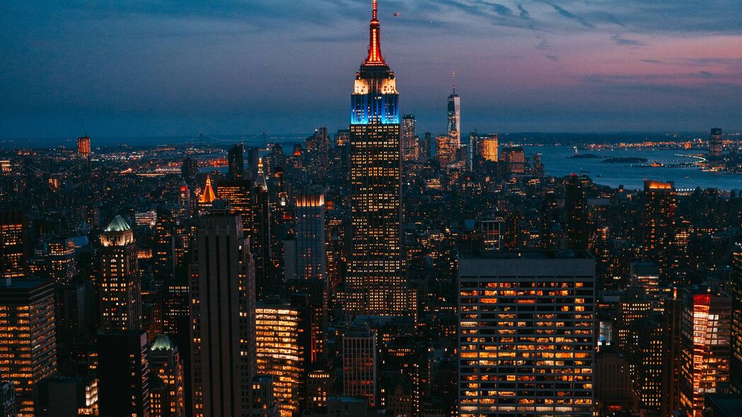 夜城 城市灯光 摩天大楼 纽约 大都市 俯视图 美国 4k壁纸 3840x2160