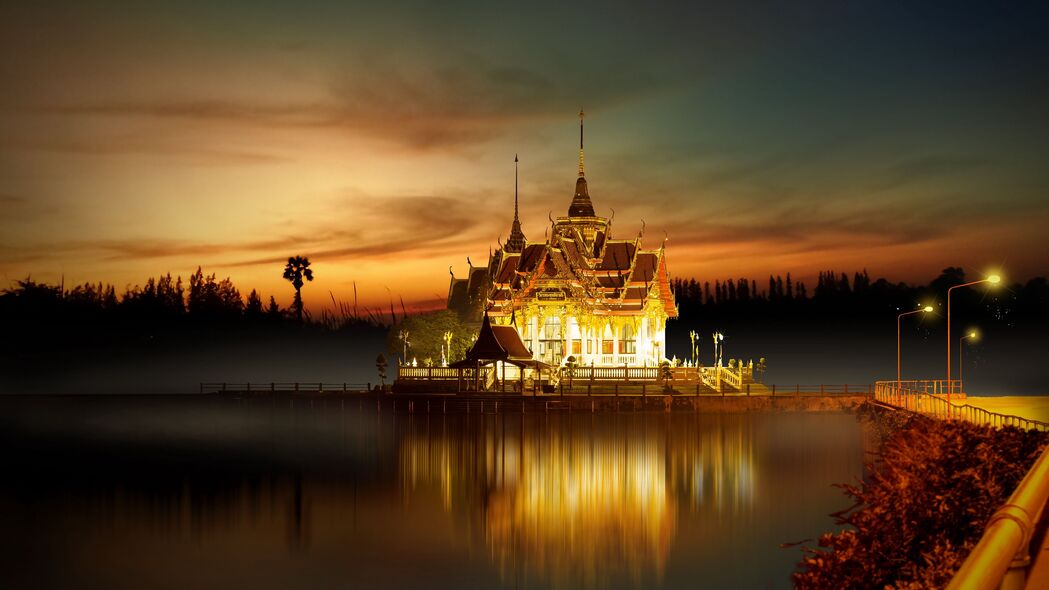 寺庙 佛教 建筑 照明 亚洲 4k壁纸 3840x2160