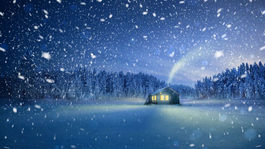3840x2160 房子 降雪 雪 神话般的 神奇的壁纸 背景