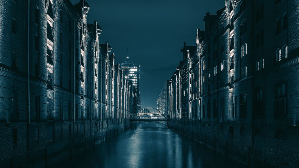 夜城 桥梁 建筑 汉堡 德国 4k壁纸 3840x2160