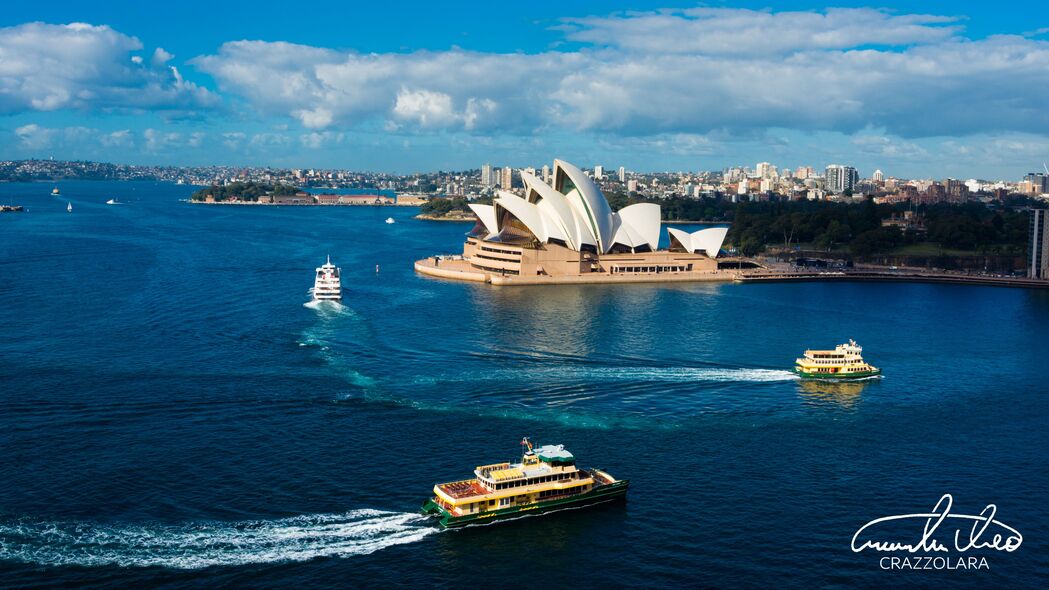 悉尼歌剧院 剧院 港口 船舶 悉尼 澳大利亚 4k壁纸 3840x2160
