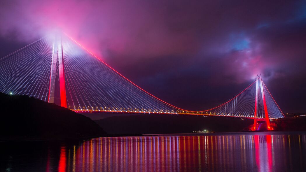 大桥 夜城 照明 设计 土耳其 4k壁纸 3840x2160