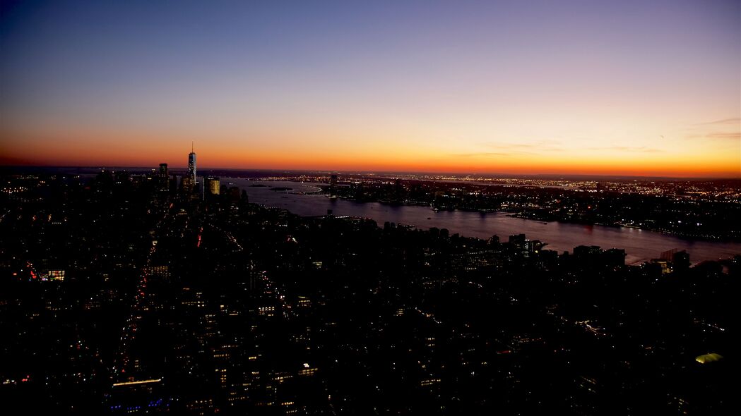 夜城 城市灯光 俯视图 大都会 纽约 美国 4k壁纸 3840x2160