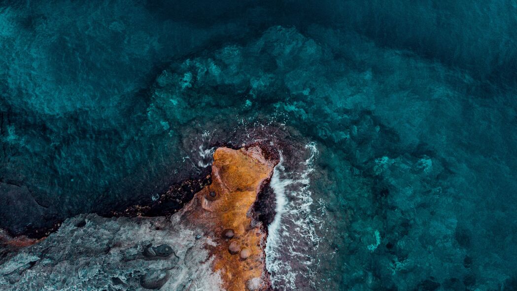 海洋 海岸 俯视图 冲浪 水 石头 4k壁纸 3840x2160