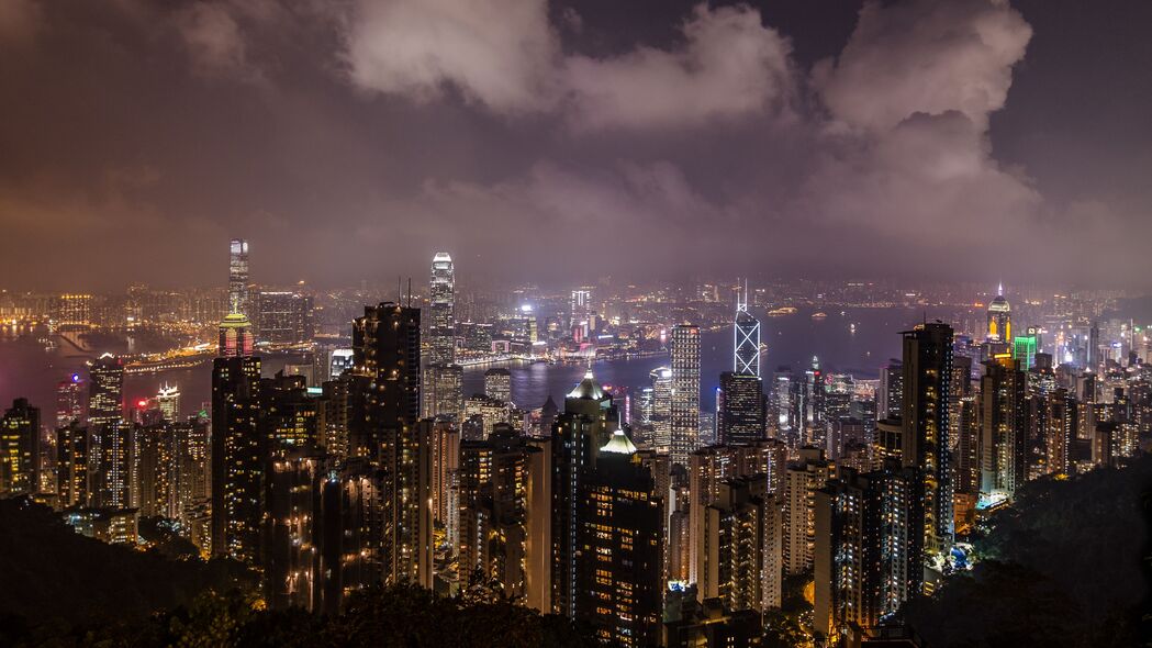 夜城 摩天大楼 大都市 城市灯光 香港 4k壁纸 3840x2160