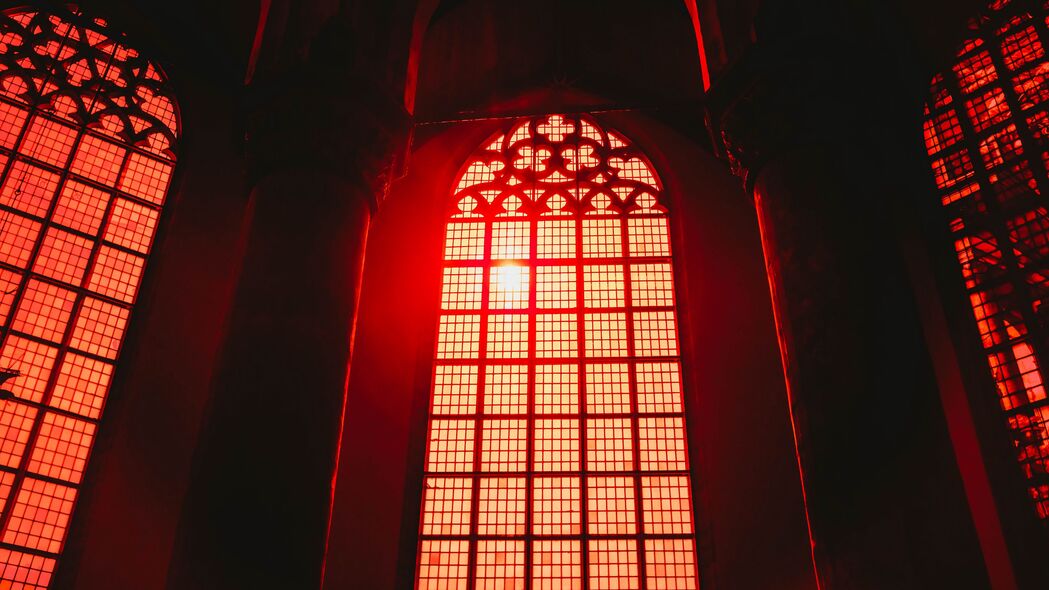 窗户 拱门 室内 红色 建筑 浅色 4k壁纸 3840x2160