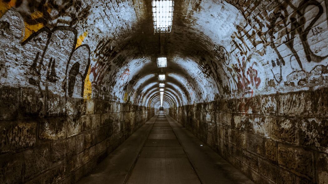 隧道 地下 废弃 照明 4k壁纸 3840x2160